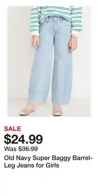 Old Navy Old Navy Super Baggy Barrel-Leg Jeans for Girls offer