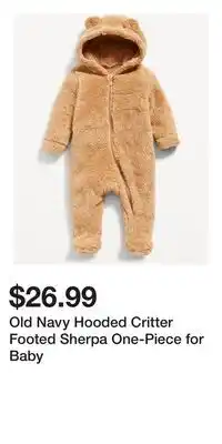 Old Navy Old Navy Hooded Critter Footed Sherpa One-Piece for Baby offer