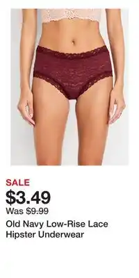 Old Navy Old Navy Low-Rise Lace Hipster Underwear offer