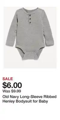 Old Navy Old Navy Long-Sleeve Ribbed Henley Bodysuit for Baby offer