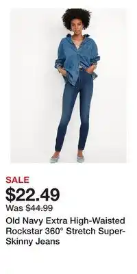 Old Navy Old Navy Extra High-Waisted Rockstar 360° Stretch Super-Skinny Jeans offer