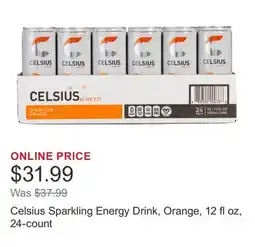 Costco Celsius Sparkling Energy Drink, Orange, 12 fl oz, 24-count offer
