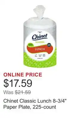 Costco Chinet Classic Lunch 8-3/4 Paper Plate, 225-count offer
