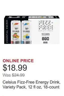 Costco Celsius Fizz-Free Energy Drink, Variety Pack, 12 fl oz, 18-count offer
