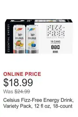 Costco Celsius Fizz-Free Energy Drink, Variety Pack, 12 fl oz, 18-count offer