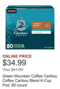 Costco Green Mountain Coffee Caribou Coffee Caribou Blend K-Cup Pod, 80-count offer