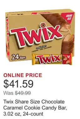 Costco Twix Share Size Chocolate Caramel Cookie Candy Bar, 3.02 oz, 24-count offer