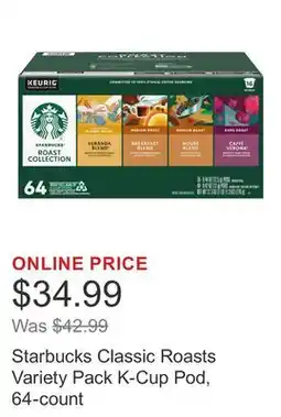 Costco Starbucks Classic Roasts Variety Pack K-Cup Pod, 64-count offer