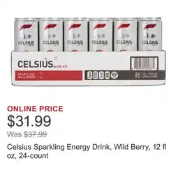 Costco Celsius Sparkling Energy Drink, Wild Berry, 12 fl oz, 24-count offer