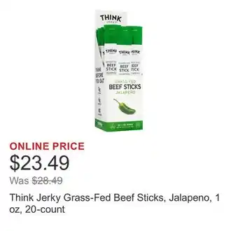 Costco Think Jerky Grass-Fed Beef Sticks, Jalapeno, 1 oz, 20-count offer