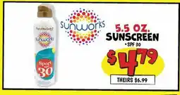 Ollie's sunworks SUNSCREEN offer