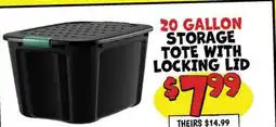 Ollie's 20 GALLON STORAGE TOTE WITH LOCKING LID offer