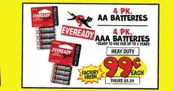 Ollie's EVEREADY 4 PK. AA BATTERIES | 4 PK. AAA BATTERIES offer