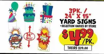 Ollie's ЗРК./24 X 15 YARD SIGNS offer