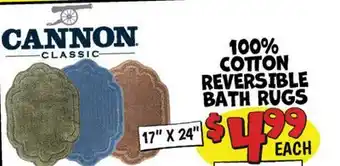 Ollie's 100% CLASSIC COTTON REVERSIBLE BATH RUGS offer