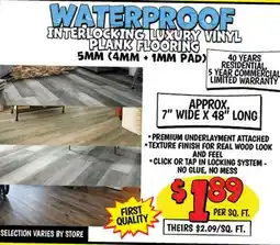 Ollie's WATERPROOF INTERLOCKING LUXURY VINYL PLANK FLOORING offer
