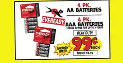 Ollie's 4 PK. AA BATTERIES, 4 PK. AAA BATTERIES offer