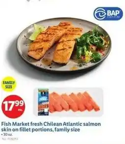Lidl Fish market fresh chilean atlantic salmon skin on fillet portions, family size offer