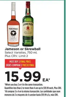Food 4 Less Jameson or Skrewball offer