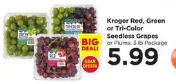 Food 4 Less Kroger Red, Green or Tri-Color Seedless Grapes offer