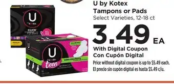 Food 4 Less U by Kotex Tampons or PadS offer