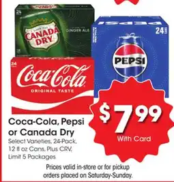 Ralphs Coca-Cola, Pepsi or Canada Dry offer