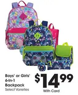 Ralphs Boys' or Girls' 6-In-1 Backpack offer