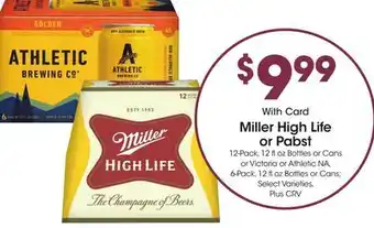 Ralphs Miller High Life or Pabst offer