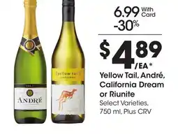 Ralphs Yellow Tail, André, California Dream or Riunite offer