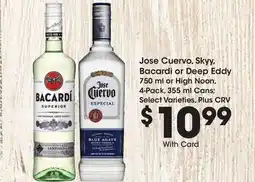 Ralphs Jose Cuervo, Skyy, Bacardi or Deep Eddy offer