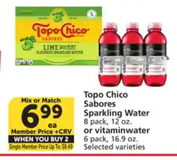 Albertsons Topo Chico Sabores Sparkling Water 8 pack, 12 oz. or vitaminwater 6 pack, 16.9 oz offer