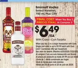 Ralphs Smirnoff Vodka offer