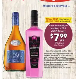 Ralphs New Amsterdam Vodka or E&J VSOP Brandy offer