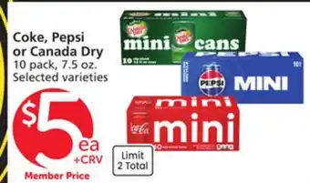 Albertsons Coke, Pepsi or Canada Dry offer