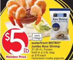 Albertsons waterfront BISTRO Jumbo Raw Shrimp offer