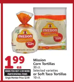 Albertsons Mission Corn Tortillas 30 ct. Selected varieties or Soft Taco Tortillas 10 ct offer