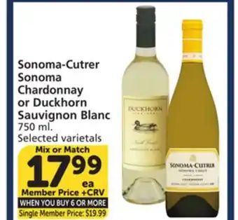 Albertsons Sonoma-Cutrer Sonoma Chardonnay or Duckhorn Sauvignon Blanc offer
