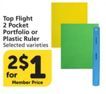 Albertsons Top Flight 2 Pocket Portfolio or Plastic Ruler offer