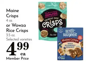 Pavilions Maine Crisps 4 oz. or Wowza Rice Crisps 3.5 oz offer