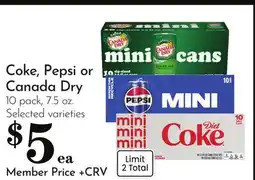 Pavilions Coke, Pepsi or Canada Dry offer
