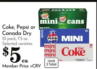 Pavilions Coke, Pepsi or Canada Dry offer