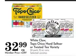Pavilions White Claw, Topo Chico Hard Seltzer or Twisted Tea Variety offer