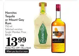 Pavilions Hornitos Tequila or Mount Gay Rum offer