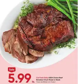 Stater Bros USDA Choice Beef Boneless Chuck Roast or Steak offer