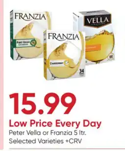 Stater Bros Peter Vella or Franzia offer