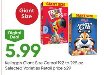 Stater Bros Kellogg's Giant Size Cereal offer