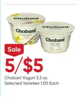 Stater Bros Chobani Yogurt offer