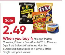 Stater Bros Cheetos, Fritos or Smartfood 6.25 to 10 oz. or Dips 9 oz offer