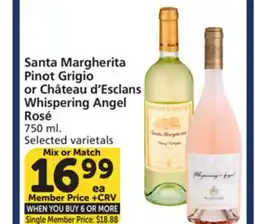 Vons Santa Margherita Pinot Grigio or Château d'Esclans Whispering Angel Rosé offer