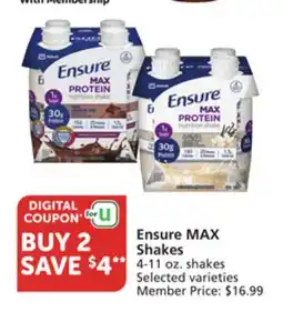 Vons Ensure MAX Shakes offer